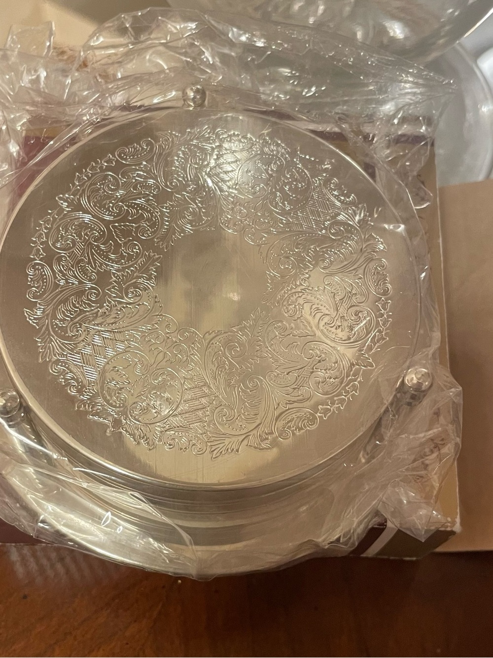 Decorative Silver coasters with stackable s Stand Elegant Round Organizer